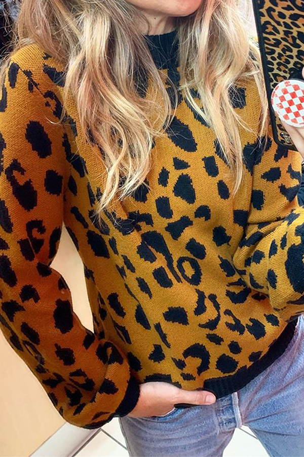 Fashion Leopard O Neck Tops