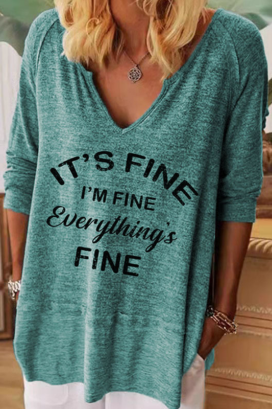 Casual Letter Basic V Neck Tops(7 Colors)