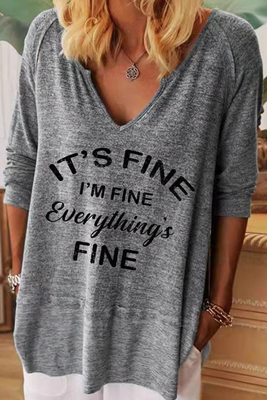 Casual Letter Basic V Neck Tops(7 Colors)