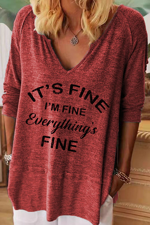 Casual Letter Basic V Neck Tops(7 Colors)