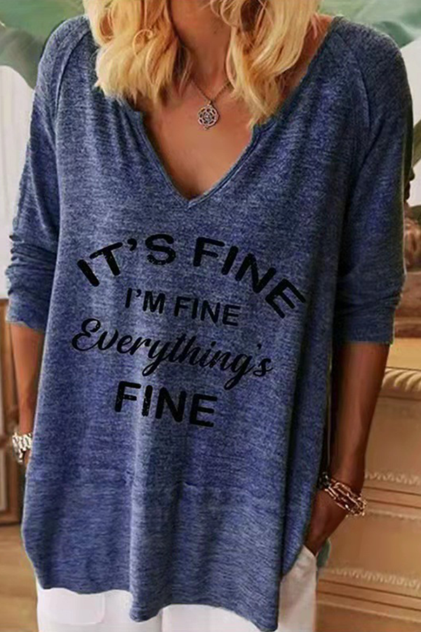 Casual Letter Basic V Neck Tops(7 Colors)