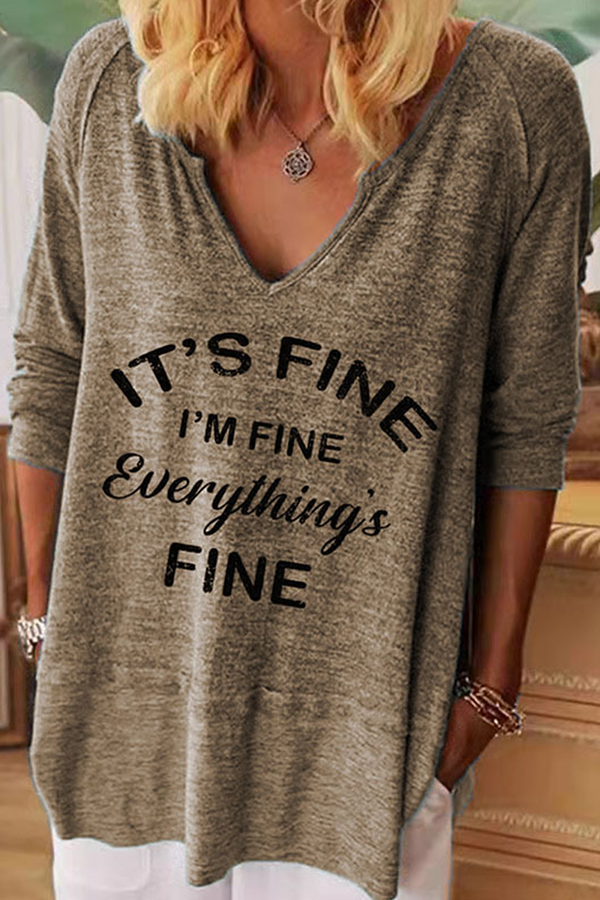 Casual Letter Basic V Neck Tops(7 Colors)