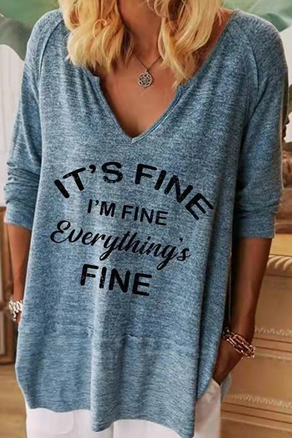 Casual Letter Basic V Neck Tops(7 Colors)