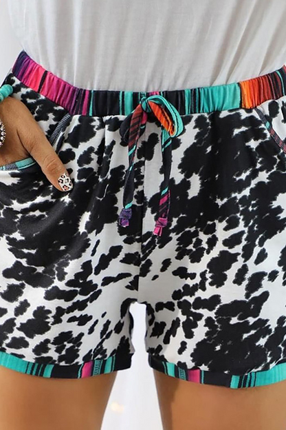 Casual Leopard Patchwork Straight Mid Waist Straight Full Print Bottoms