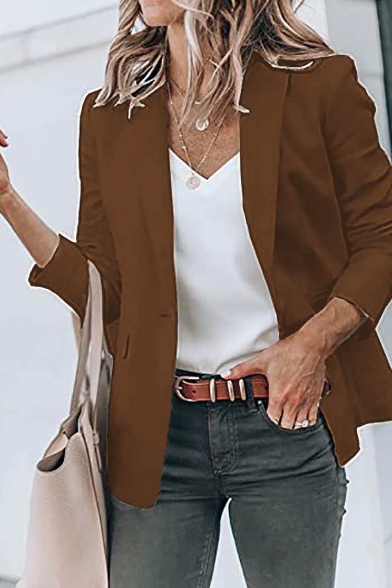 Fashion Solid Turndown Collar Outerwear(11 Colors)