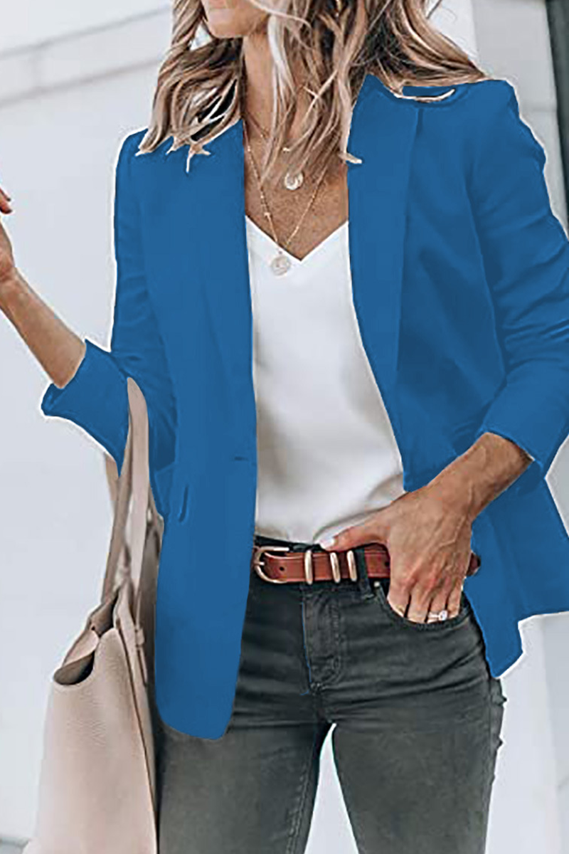 Fashion Solid Turndown Collar Outerwear(11 Colors)