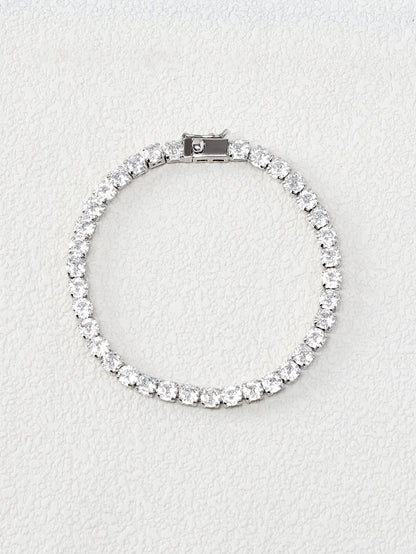 Cubic Zirconia Bracelet Silver Rhinestone Daily Wear