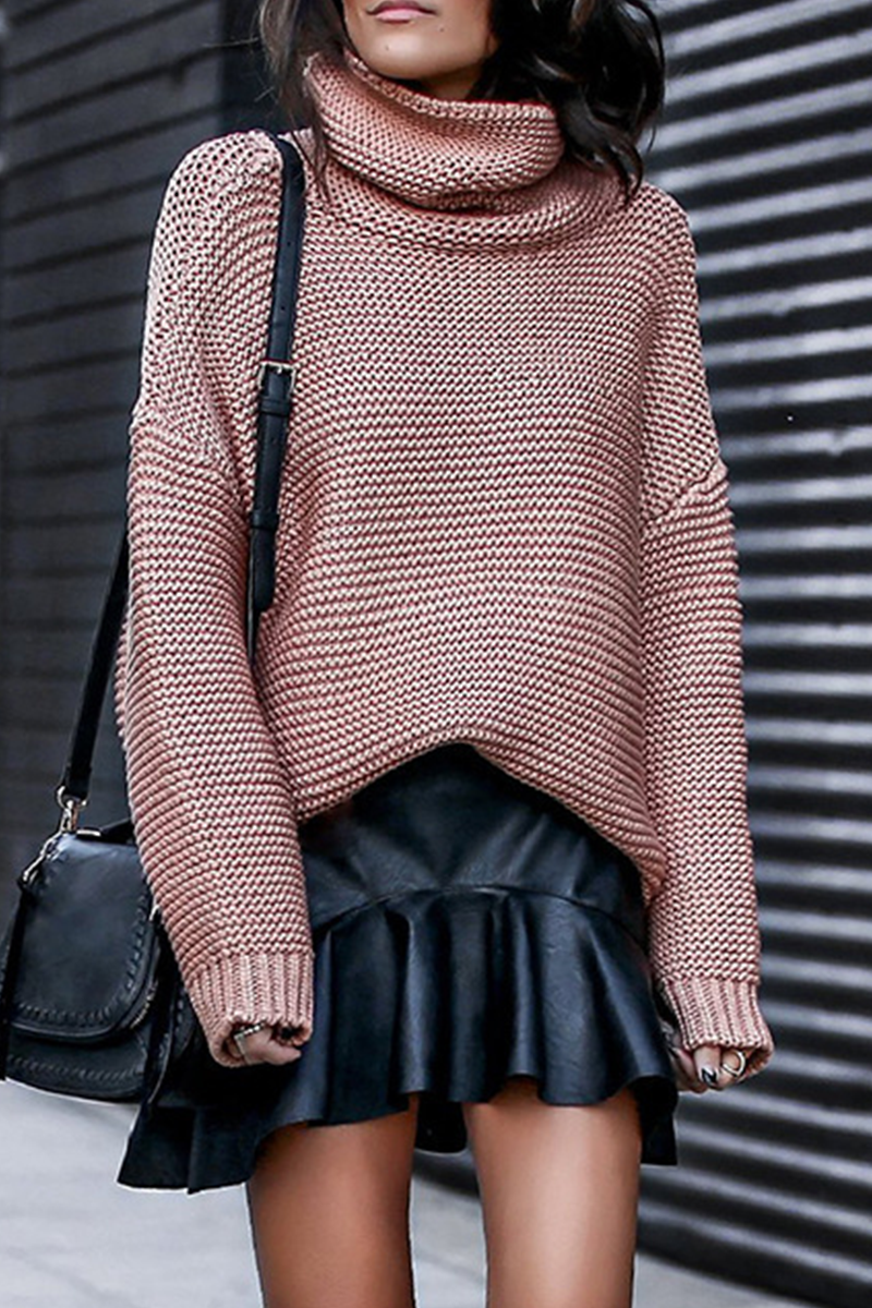 Fashion Solid Patchwork Turtleneck Tops(7 Colors)