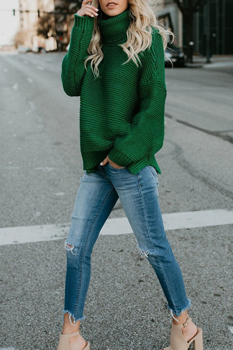 Fashion Solid Patchwork Turtleneck Tops(7 Colors)