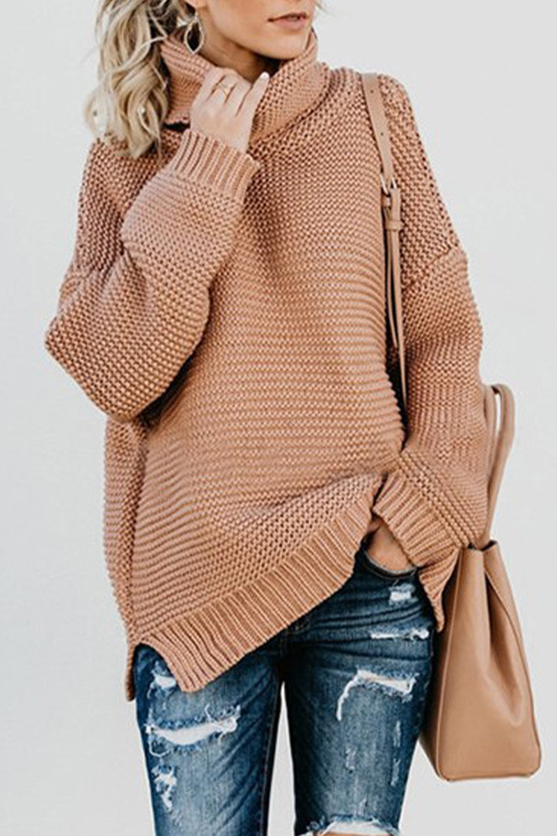 Fashion Solid Patchwork Turtleneck Tops(7 Colors)