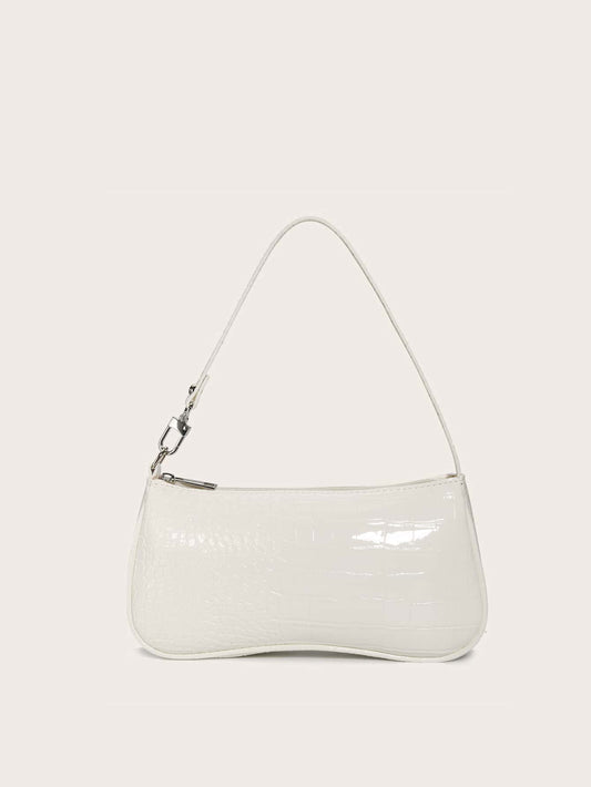 Crocodile Embossed Baguette Bag