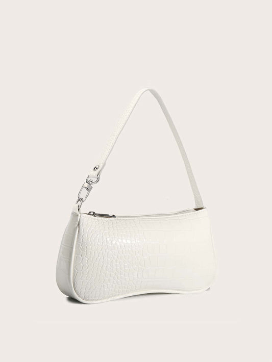 Crocodile Embossed Baguette Bag