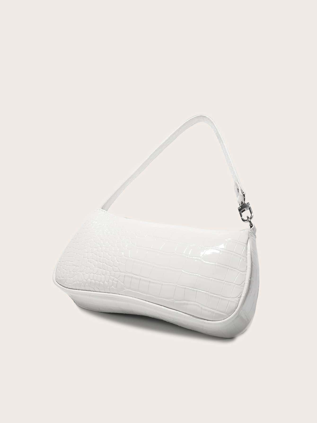 Crocodile Embossed Baguette Bag