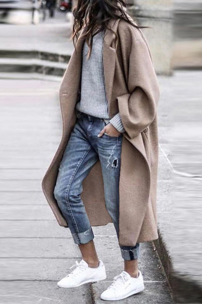 Casual Solid Patchwork Buttons Turndown Collar Outerwear(5 Colors)