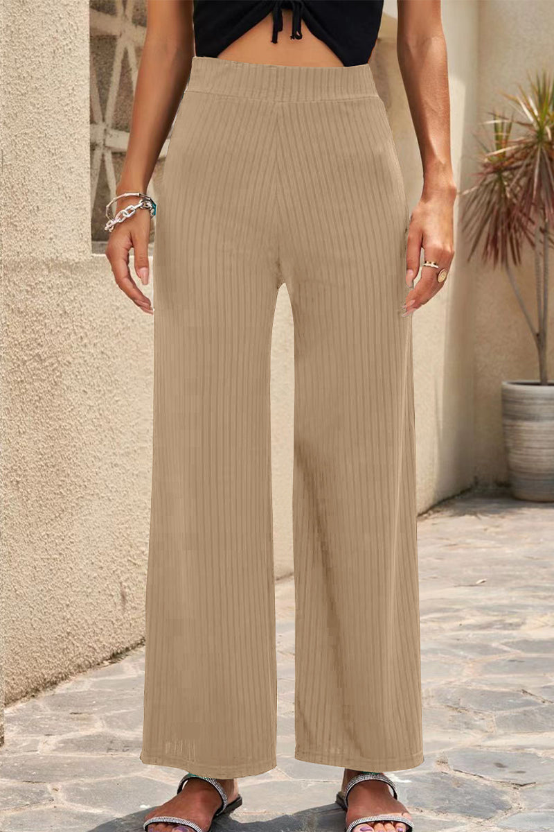 Casual Straight Mid Waist Straight Solid Color Bottoms(6 Colors)