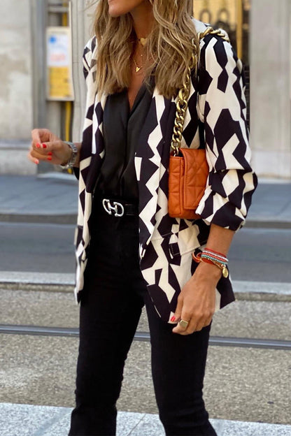 Work Street Printing Turn-back Collar Outerwear