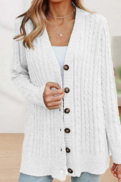 Casual Buttons Solid Color V Neck Cardigans(5 Colors)