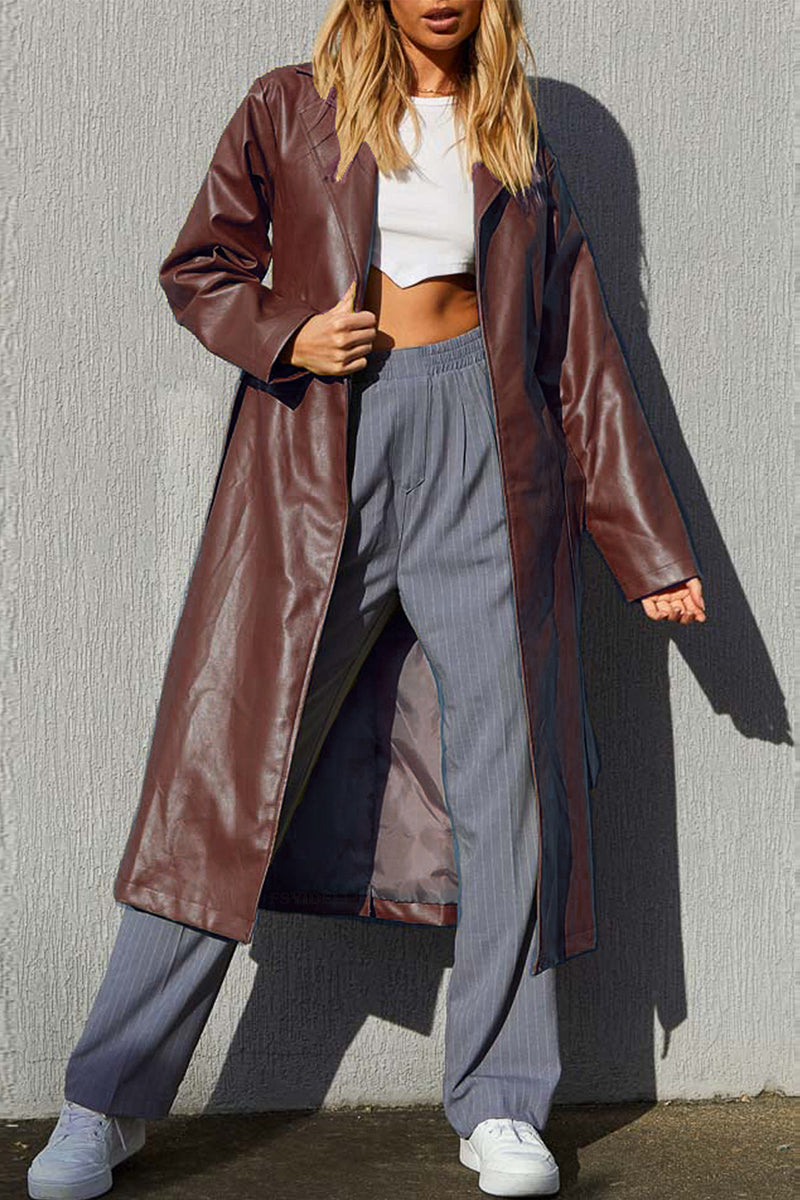 Elegant College Solid Turn-back Collar Outerwear(3 Colors)