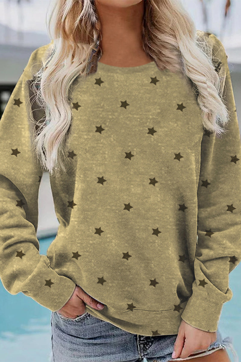 Casual Print Printing O Neck Tops(3 Colors)