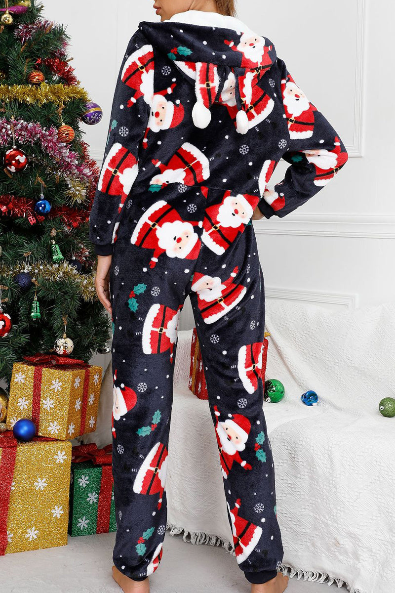 Casual Living Print Printing Hooded Collar Loose Jumpsuits(5 Colors)