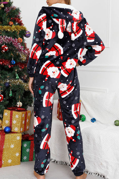 Casual Living Print Printing Hooded Collar Loose Jumpsuits(5 Colors)