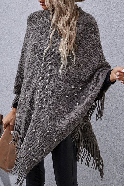 Casual Solid Tassel Rivets Asymmetrical O Neck Outerwear(4 Colors)
