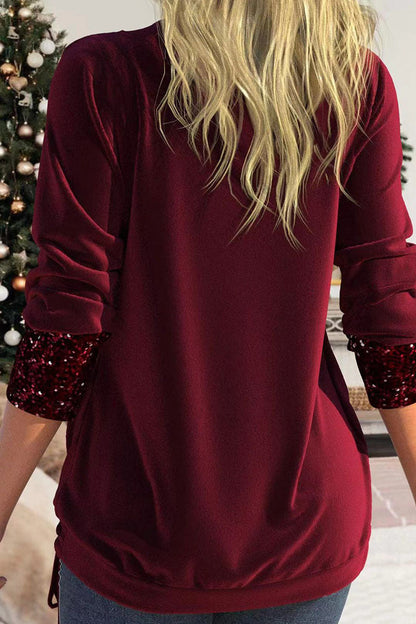 Casual Solid Sequins Patchwork Asymmetrical Collar Tops(8 Colors)