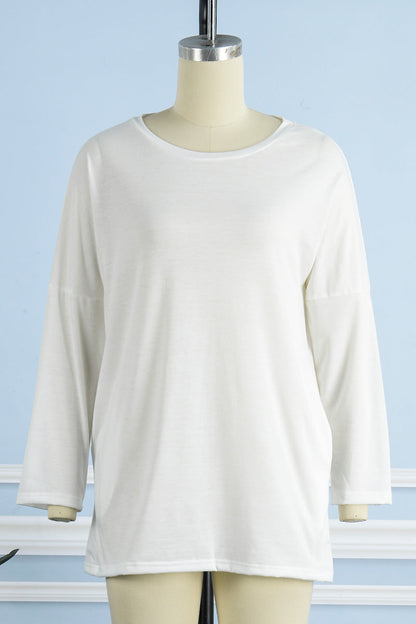 Casual Solid Patchwork Pocket O Neck Tops(13 Colors)