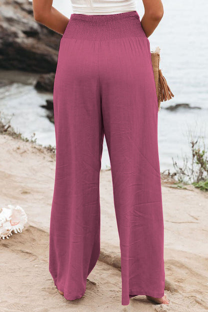 Casual Simplicity Solid Solid Color Loose Wide Leg Solid Color Bottoms