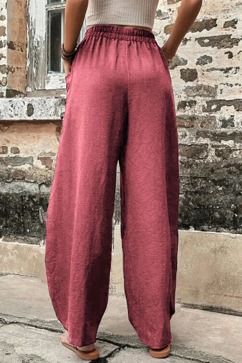 Casual Daily Solid Pocket Loose High Waist Harlan Bottoms(11 Colors)