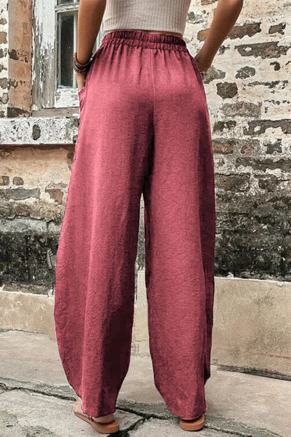 Casual Daily Solid Pocket Loose High Waist Harlan Bottoms(11 Colors)