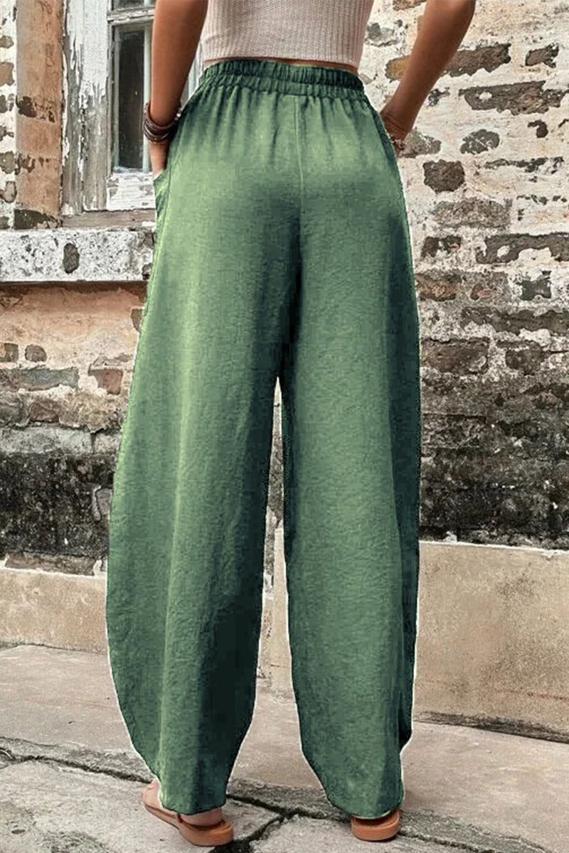 Casual Daily Solid Pocket Loose High Waist Harlan Bottoms(11 Colors)