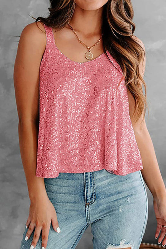 Sexy Casual Solid Sequins O Neck Camis(7 Colors)