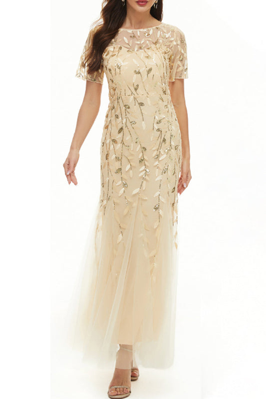 Celebrities Elegant Patchwork Sequins O Neck Evening Dress Dresses(11 Colors)