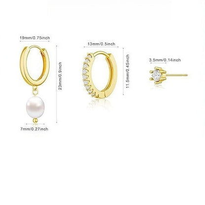 3-Piece Gold Tone Baroque Pearl Earring Set