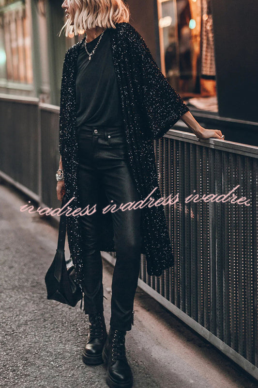 Disco Glamour Sequin Bell Sleeve Kimono