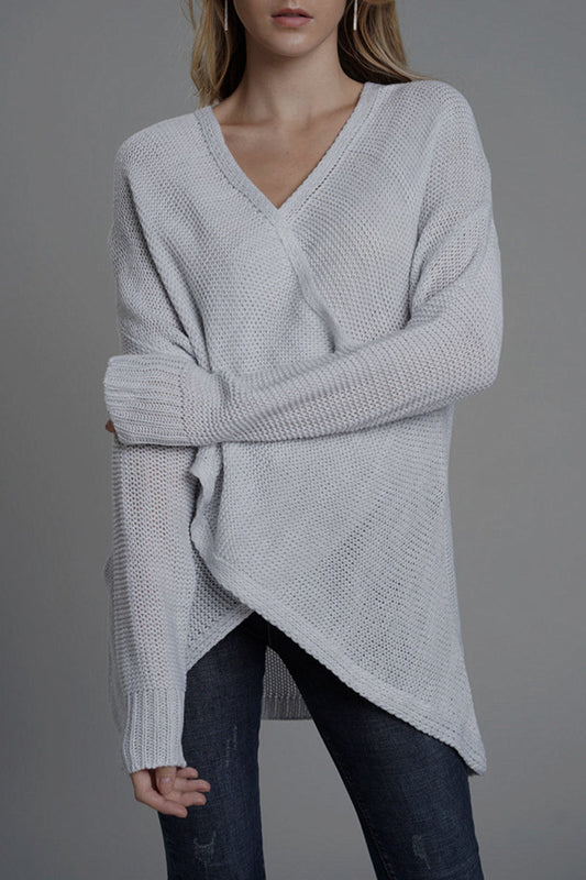 Casual Solid Patchwork V Neck Tops