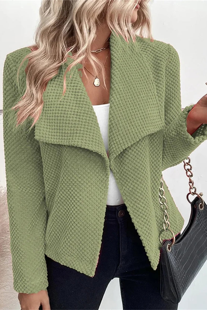 Casual Simplicity Solid Turndown Collar Outerwear(5 Colors)