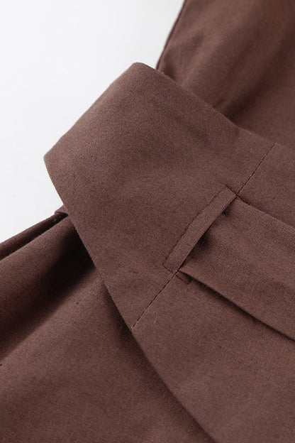 Work Elegant Solid Bandage Turndown Collar Waist Skirt Dresses