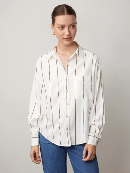 Lapel Button Front Shirt With Pocket Details For Office