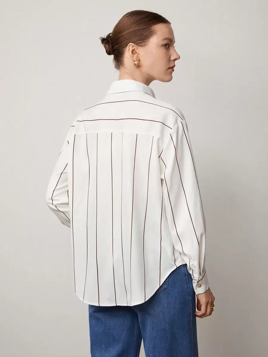 Lapel Button Front Shirt With Pocket Details For Office