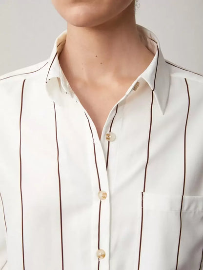 Lapel Button Front Shirt With Pocket Details For Office