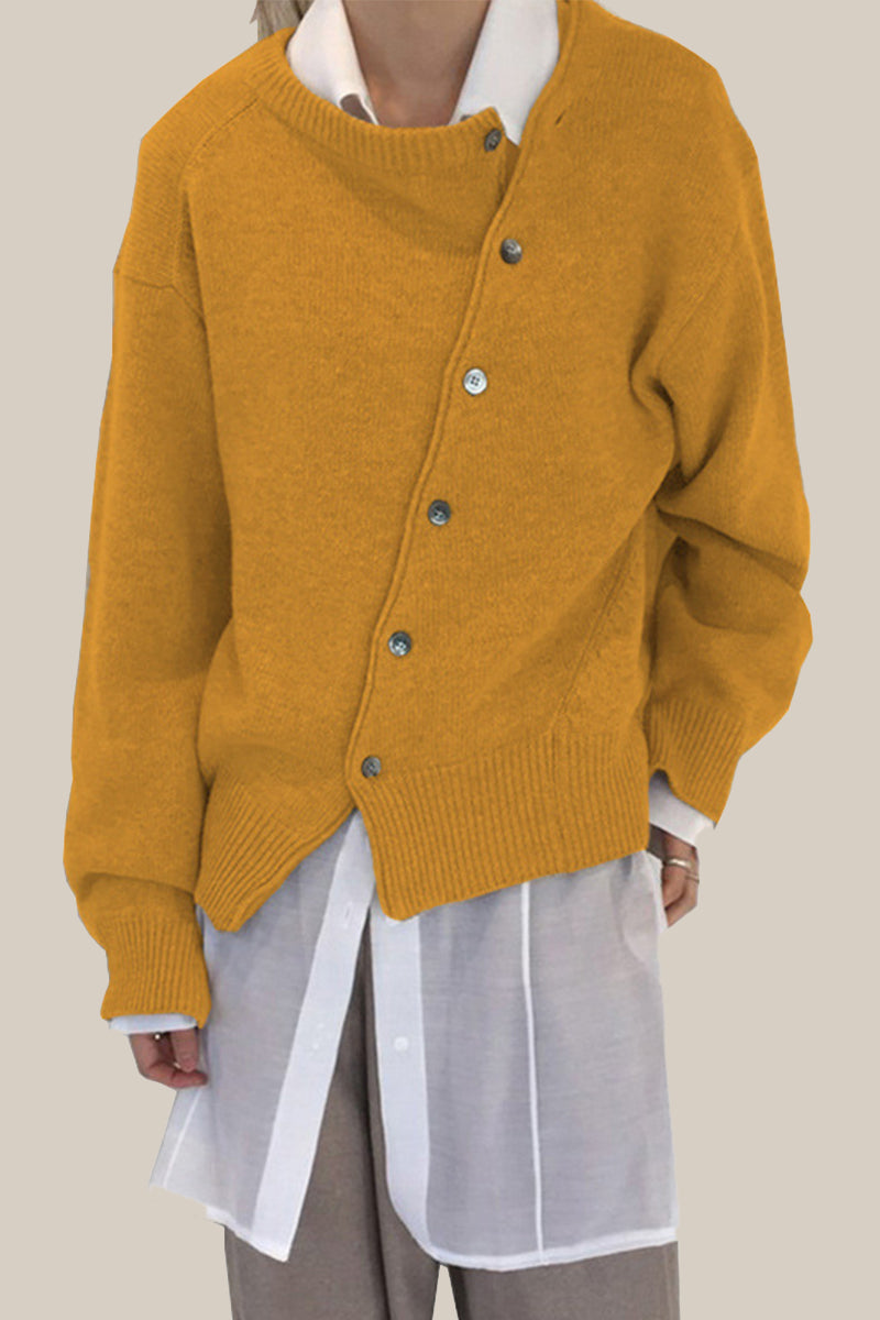 Casual Solid Make Old Buttons O Neck Outerwear(5 Colors)