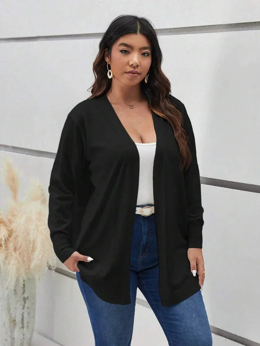 Plus Size Open Front Cardigan Cozy Knit For Fall Everyday