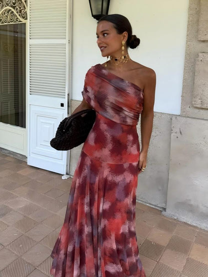 Vacation-style One-shoulder Fitted Long Dress