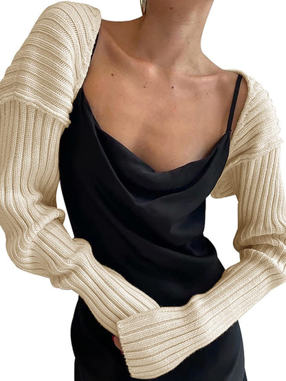 Knitted Long-Sleeve Cropped Top