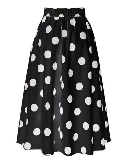 Black And White Color-blocked One-piece Swimsuit With Polka Dot Sun Protection Maxi Dress Two-piece Set