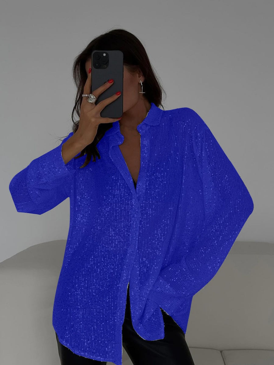 Long Sleeve Cardigan Sequins Design Shirts
