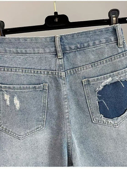 Rhinestone Frayed Denim Shorts
