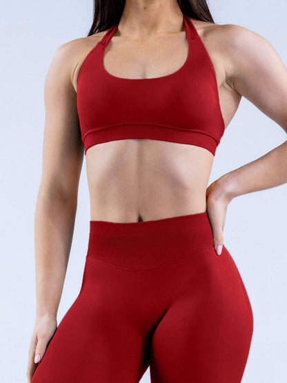 Seamless With Breast Pads Pleated Exercise Yoga Halter Bra Vest